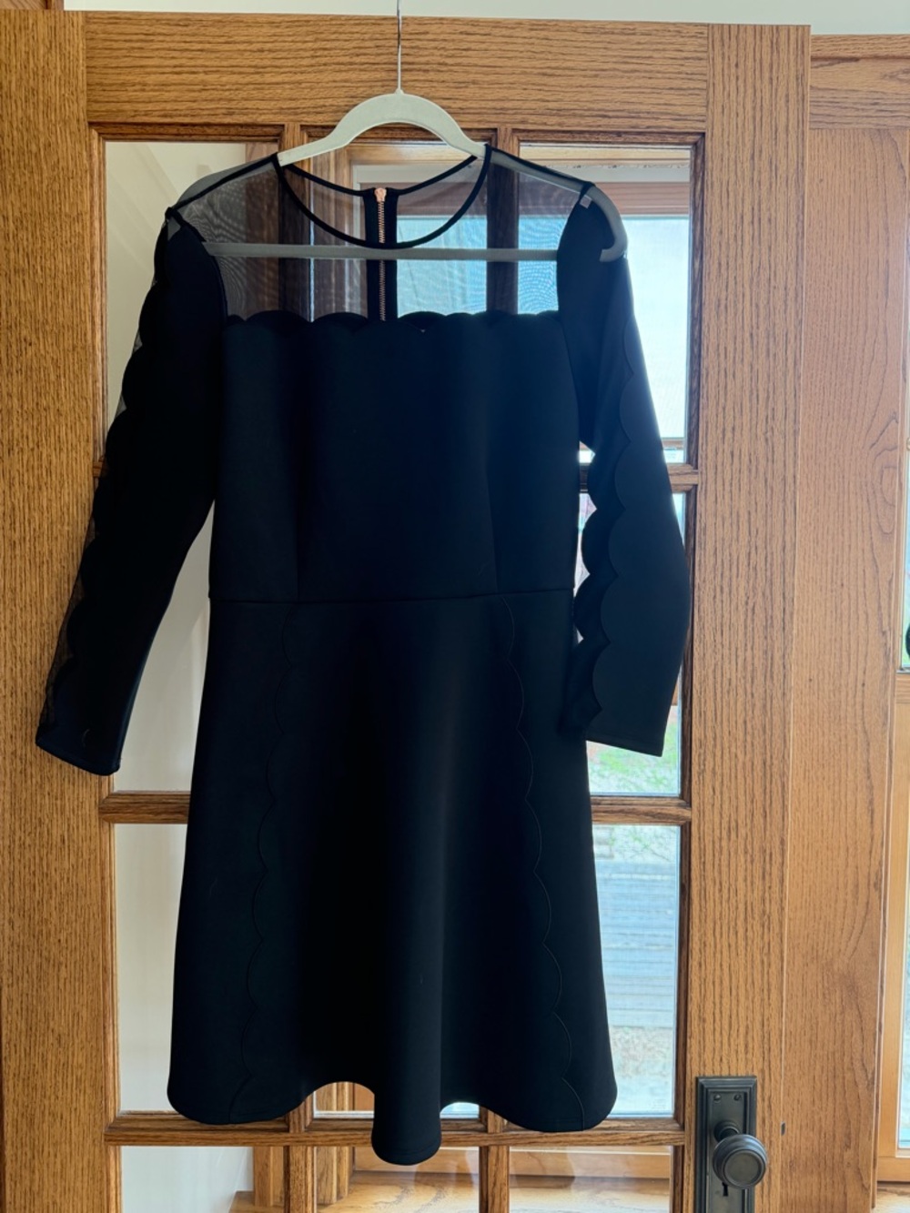 Ted Baker Black Scallop-Edge Long Sleeve Dress